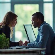 Consulente ascolta il cliente al computer